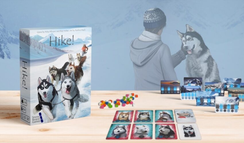 Hike! A card-drafting racing game with huskies