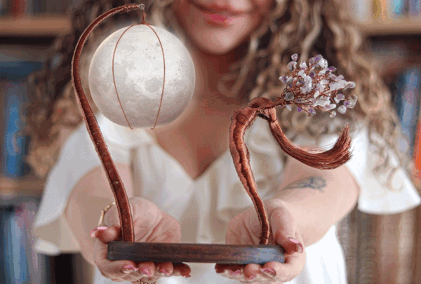Femina: Handmade wire sculpture with Moon Energy & Gemstones
