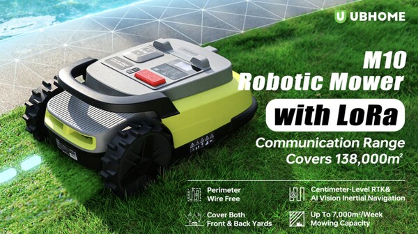 M10 Robotic Lawn Mower with LoRa: Comm Range Covers 138,000㎡