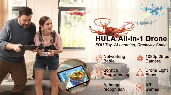 HULA All-in-1 Drone: EDU Toy, AI Learning, Creativity Game